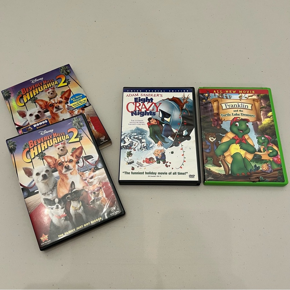 Kids DVD Bundle Disney Beverly Hills Chihuahua 2, Franklin & Eight Crazy Nights